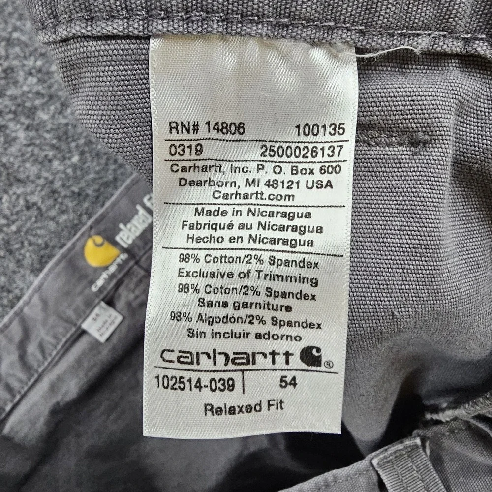 Carhartt‎ Relaxed Fit Canvas Shorts Men's 54 Gray Work Utility Stretch 102514
